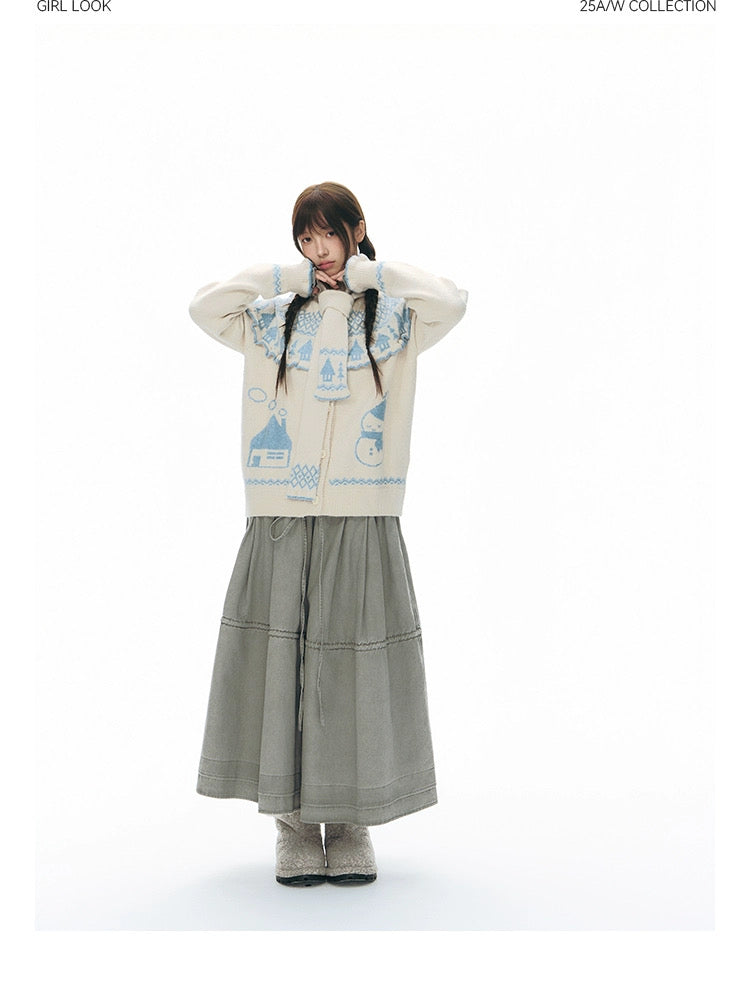 DRAWSTRING COTTON SKIRT