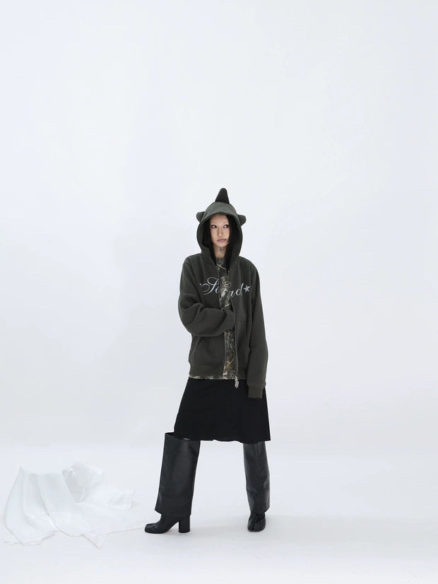 HORNED FLEECE HOODIE