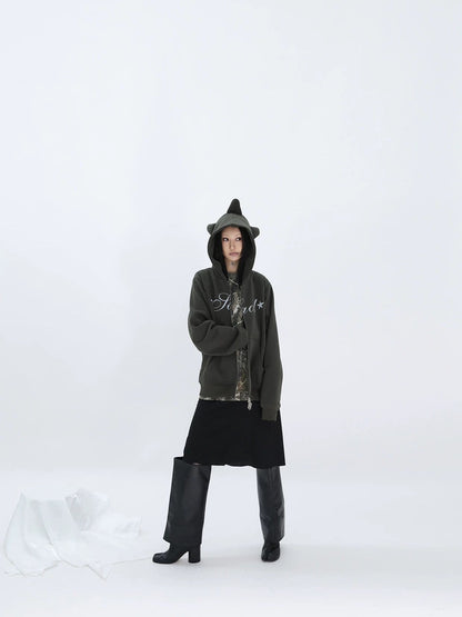 HORNED FLEECE HOODIE