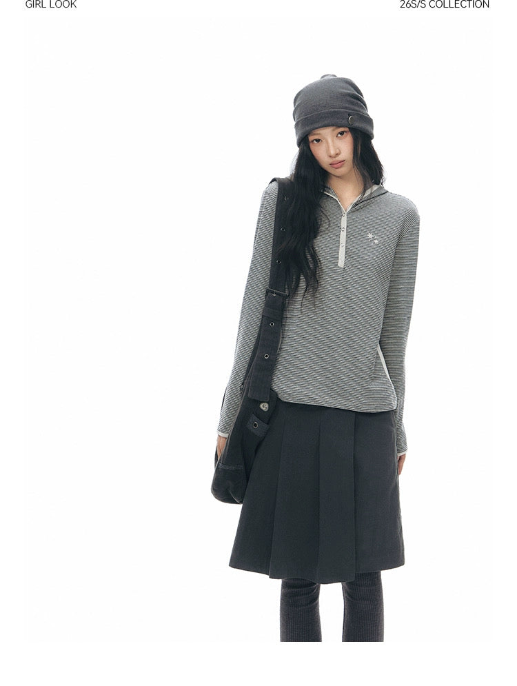 STRIPED HENLEY HOOD TOP