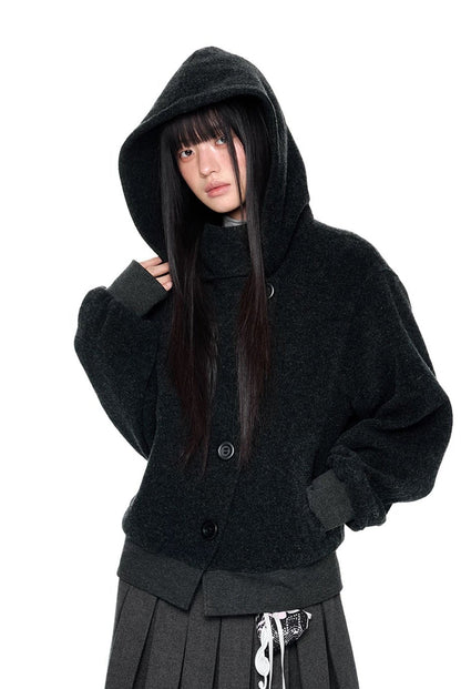 HOODED WOOL COAT
