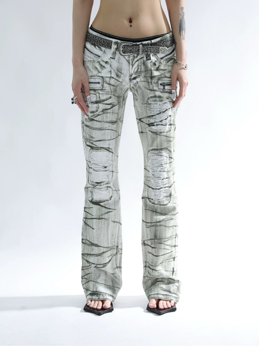 RIPPED LOW-WAIST SKINNY