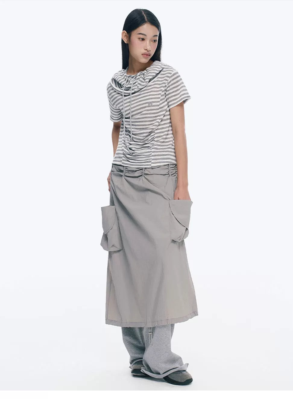 PLEATED A-LINE WORK SKIRT