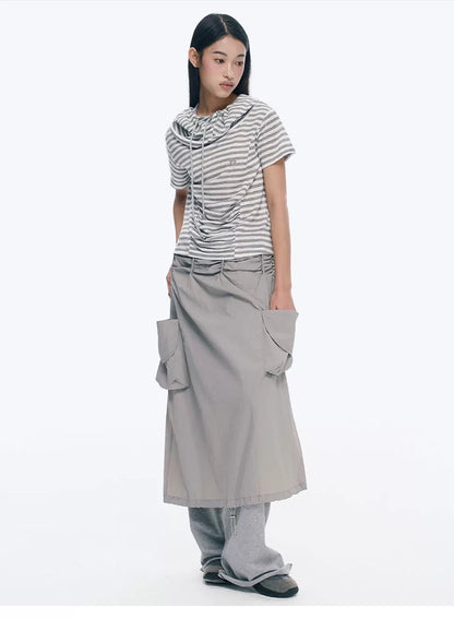 PLEATED A-LINE WORK SKIRT