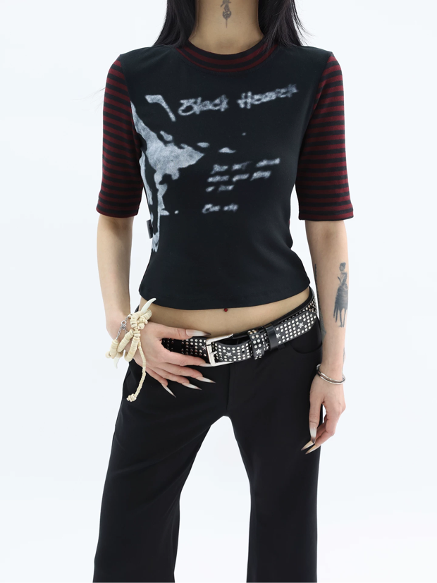 STRIPE CROPPED TEE