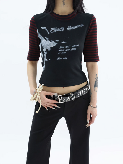 STRIPE CROPPED TEE