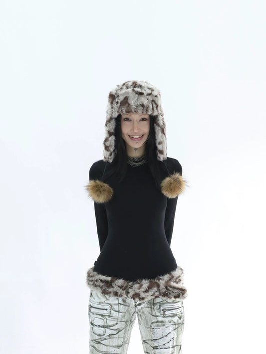 LEOPARD PLUSH CAP & BELT