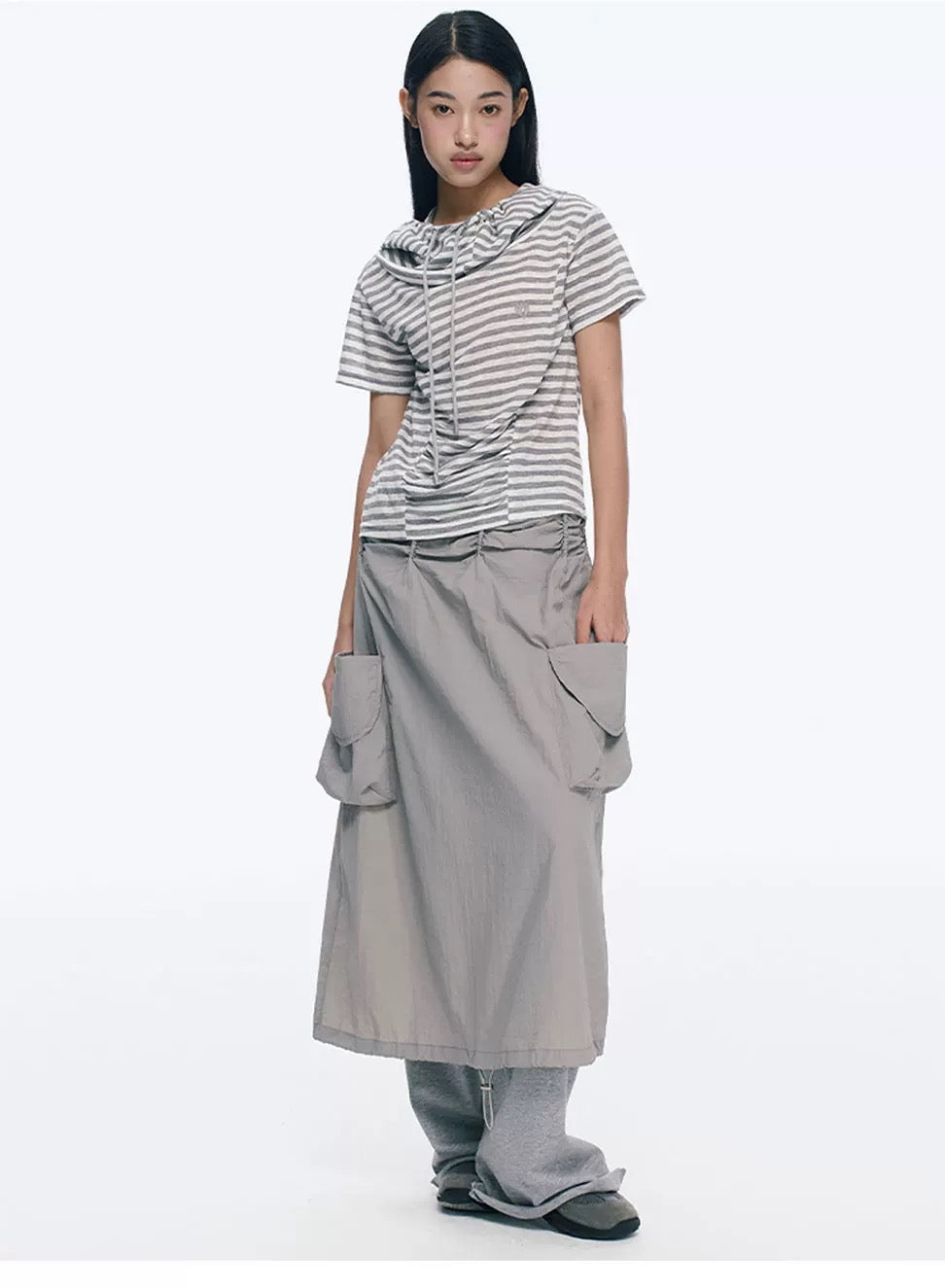PLEATED A-LINE WORK SKIRT