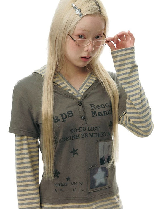 SPLICED HOODIE T-SHIRT