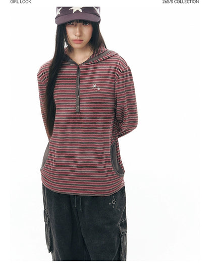 STRIPED HENLEY HOOD TOP