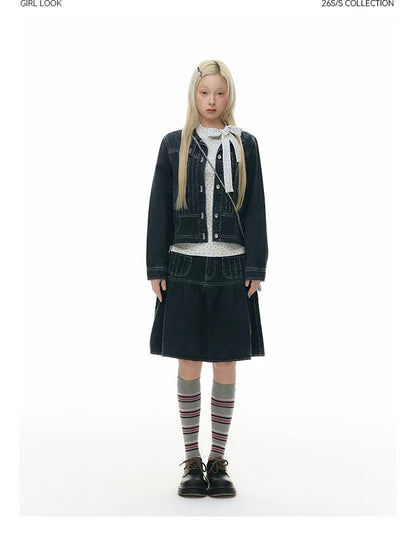 VINTAGE A-LINE DENIM SKIRT