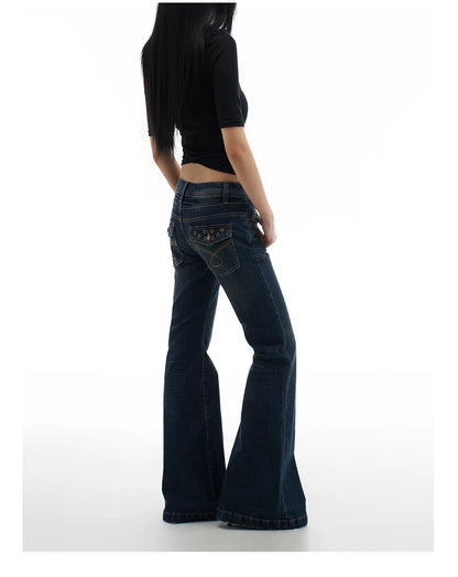 RIVET LOW-WAIST JEANS