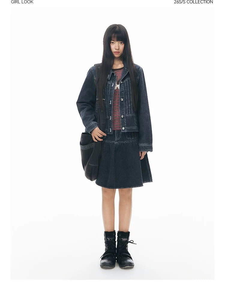 VINTAGE A-LINE DENIM SKIRT