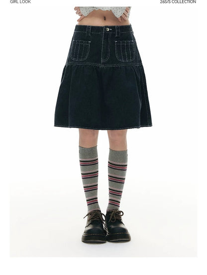 VINTAGE A-LINE DENIM SKIRT