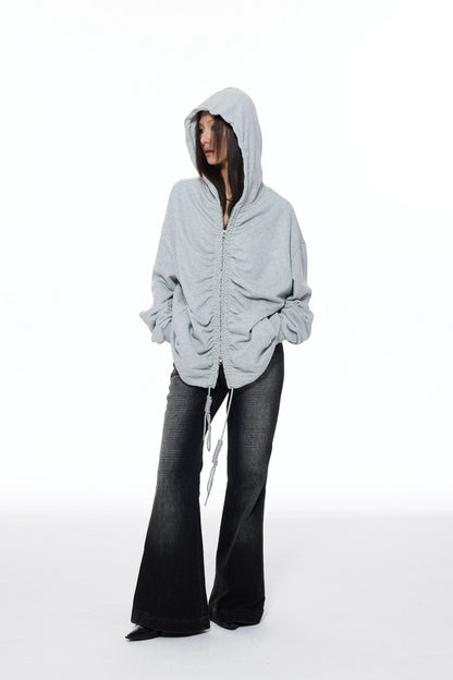 RUCHED ZIP HOODIE