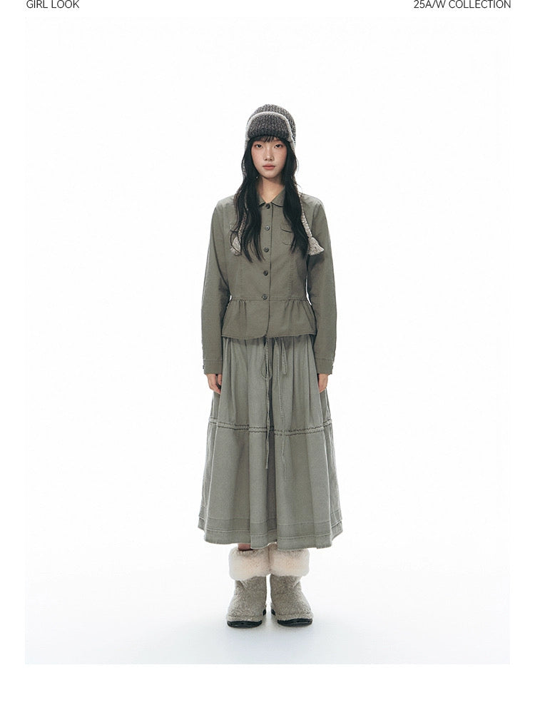 DRAWSTRING COTTON SKIRT