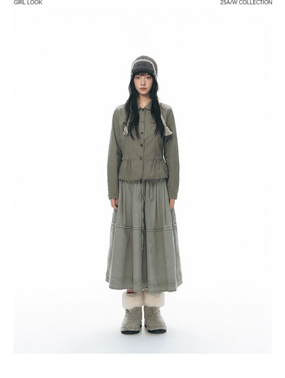 DRAWSTRING COTTON SKIRT