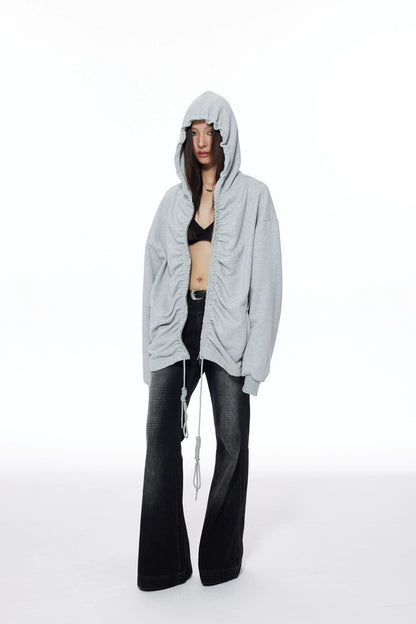 RUCHED ZIP HOODIE