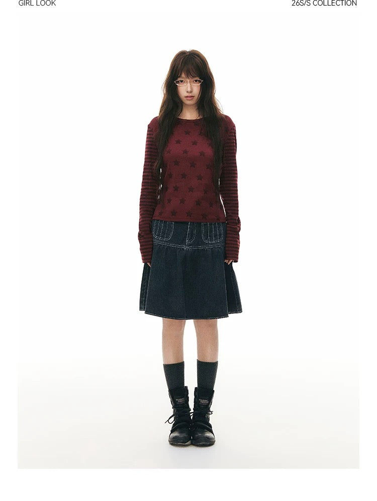 VINTAGE A-LINE DENIM SKIRT