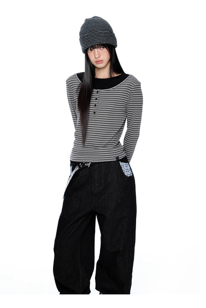 LAYERED HENLEY STRIPE