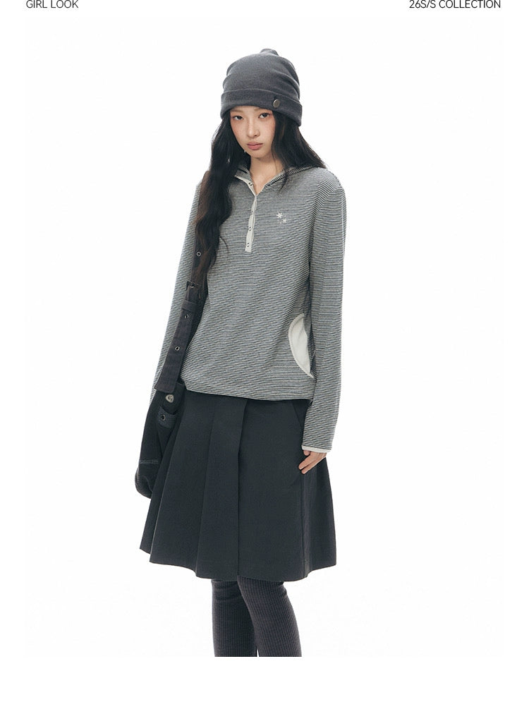 STRIPED HENLEY HOOD TOP