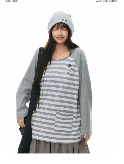 STRIPED SHOULDER T-SHIRT