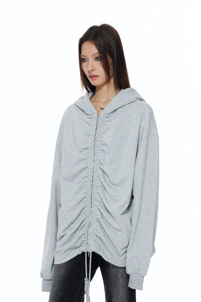 RUCHED ZIP HOODIE