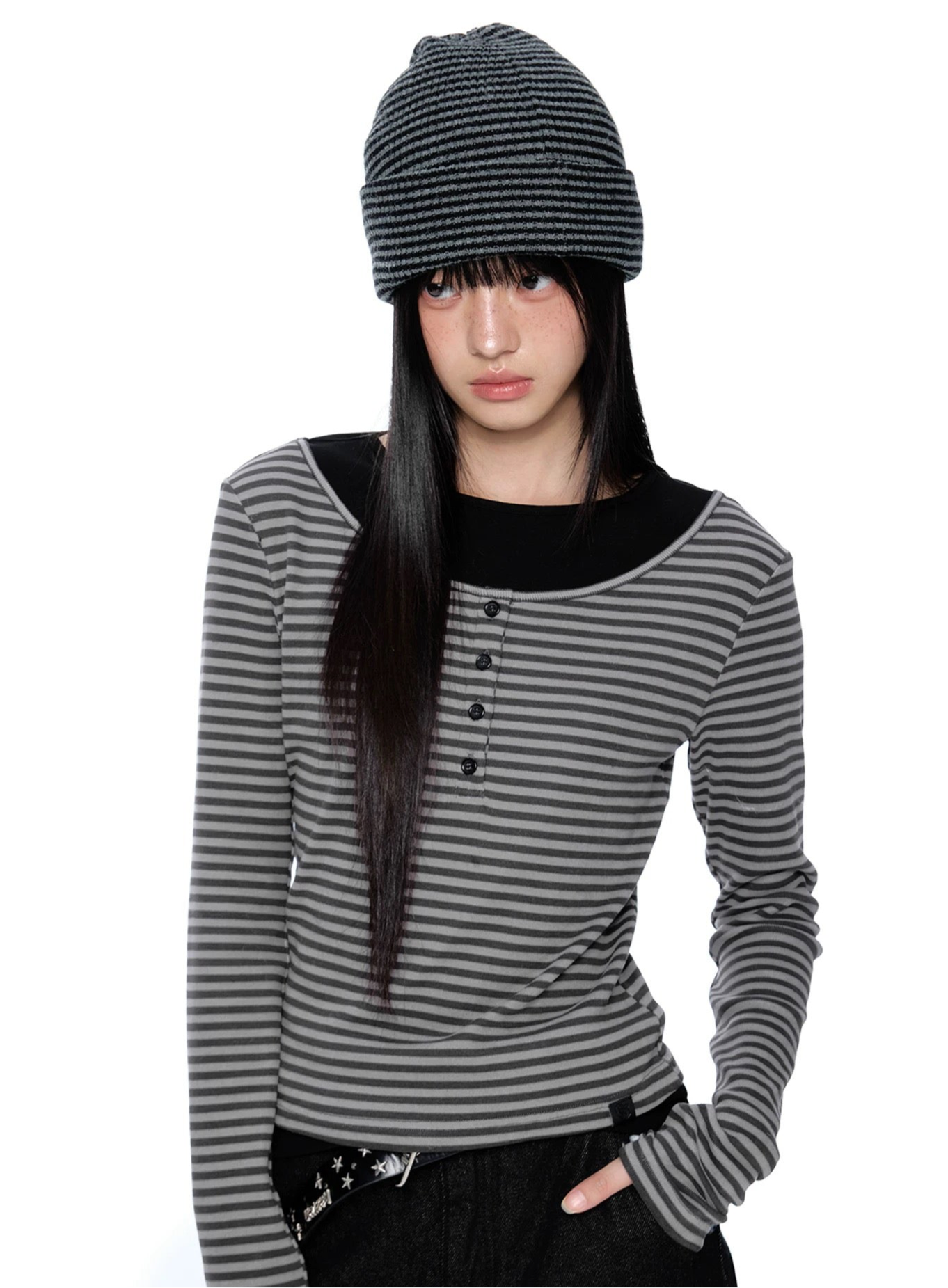 LAYERED HENLEY STRIPE