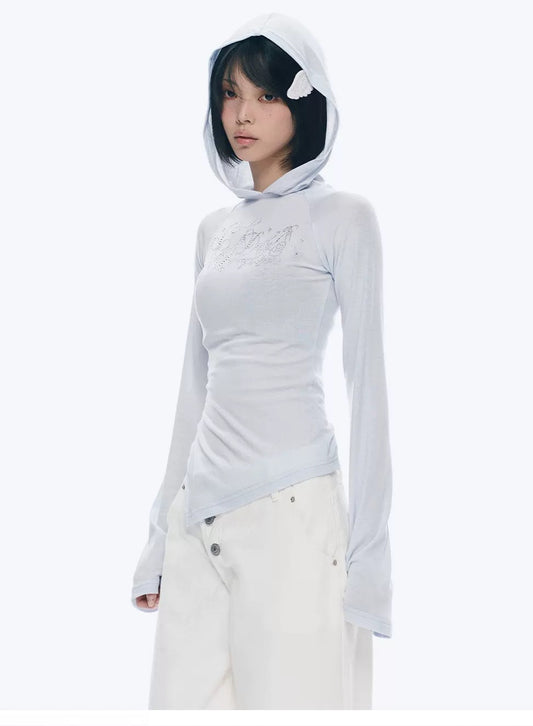 LIGHTWEIGHT HOODED LONG SLEEVE TOP
