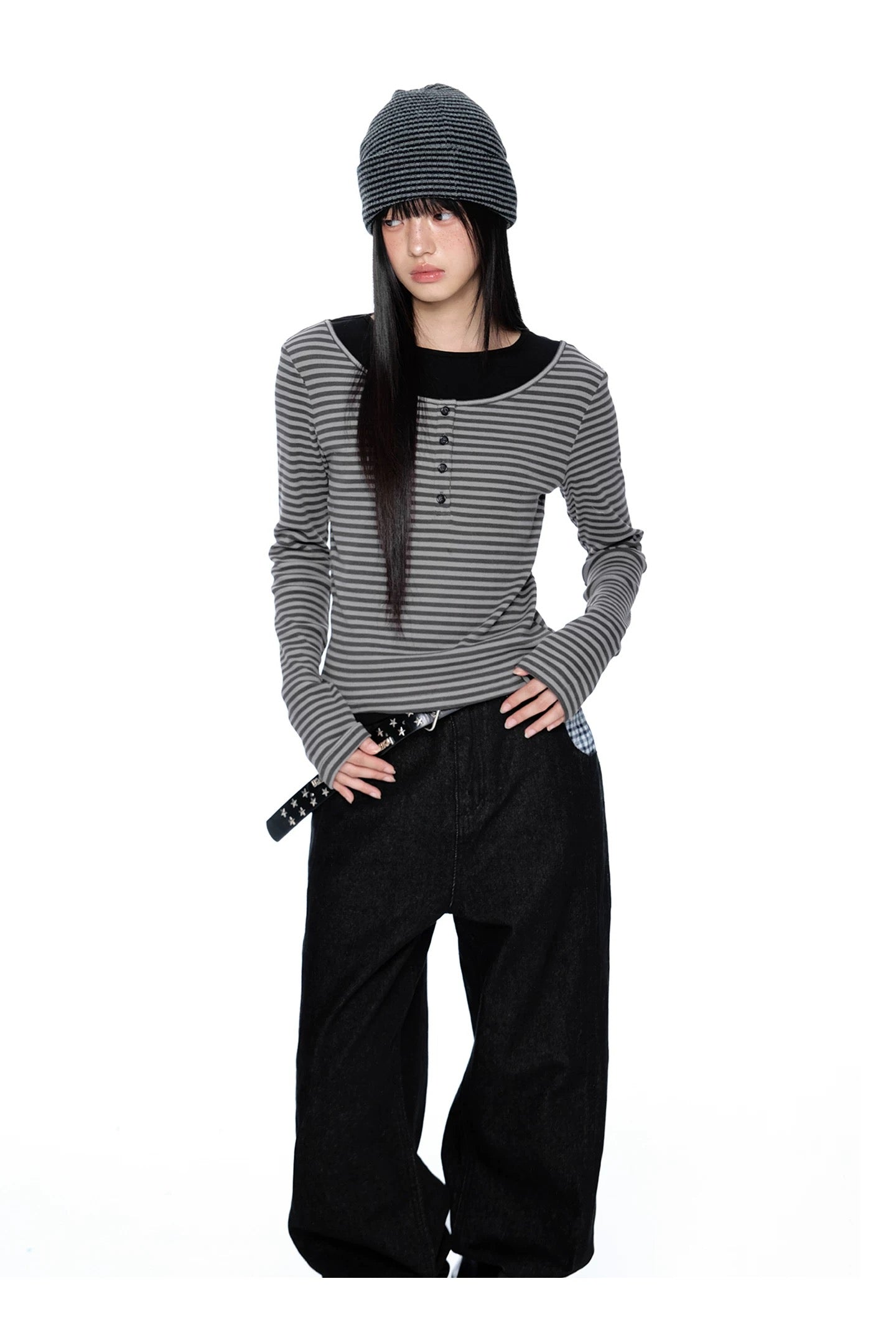 LAYERED HENLEY STRIPE