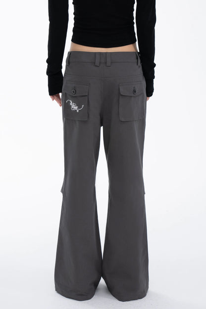 EMBROIDERED FLARE SLACKS