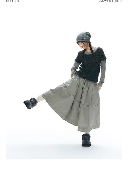 DRAWSTRING COTTON SKIRT