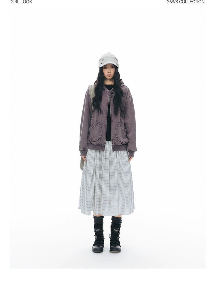 BUTTON FRONT WAVE SKIRT