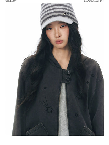 PLAID-TAB HOODED ZIP