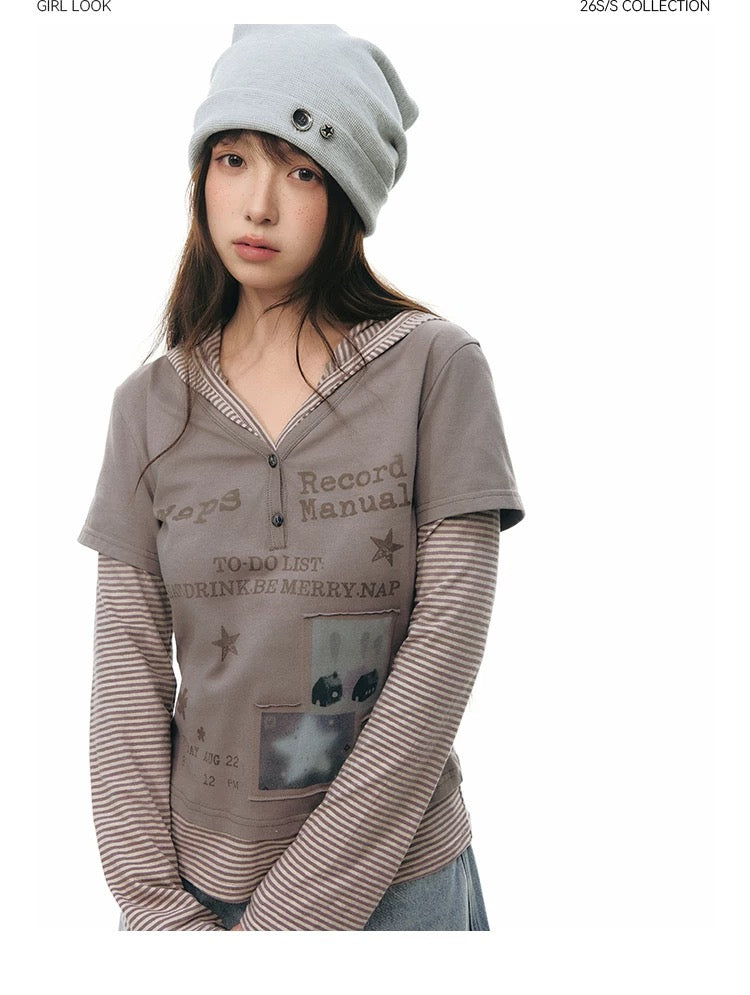 SPLICED HOODIE T-SHIRT