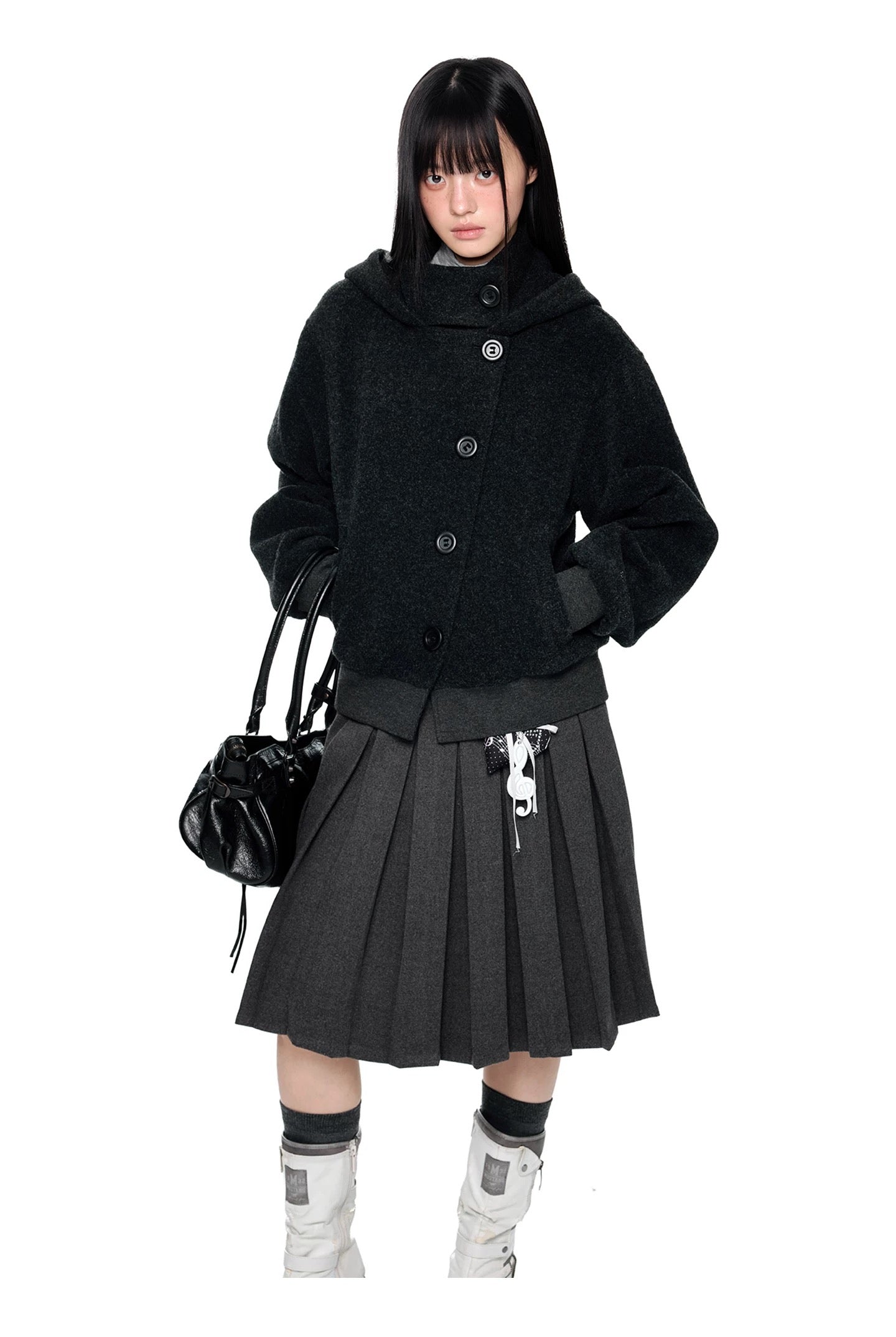 HOODED WOOL COAT