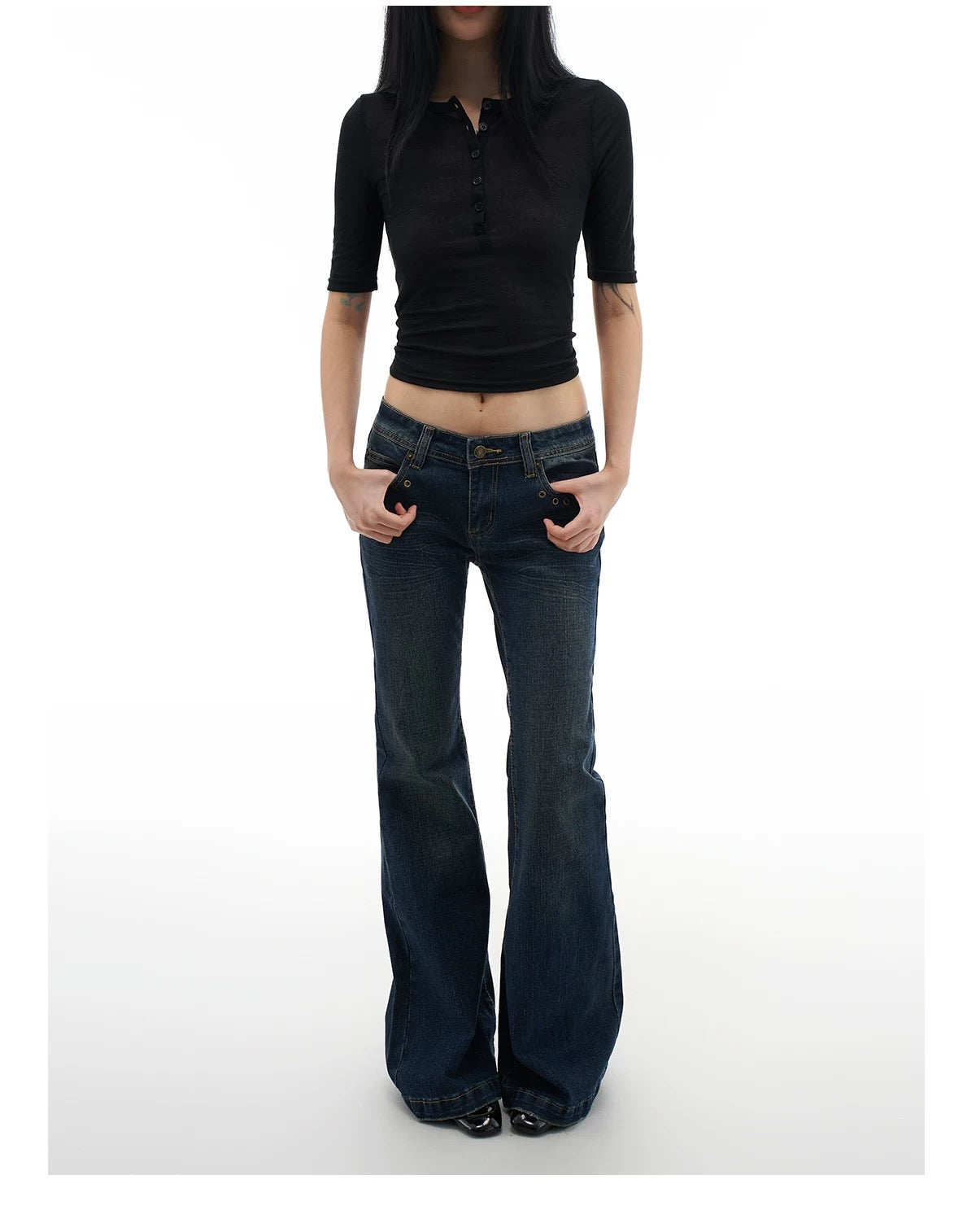 RIVET LOW-WAIST JEANS