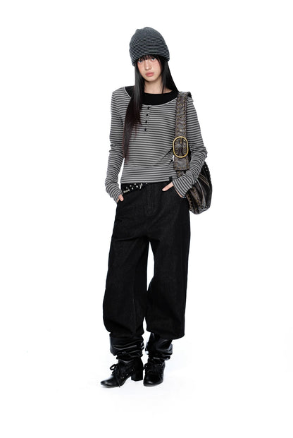 LAYERED HENLEY STRIPE