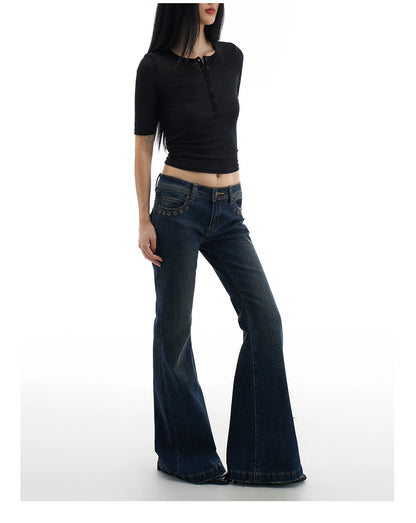 RIVET LOW-WAIST JEANS