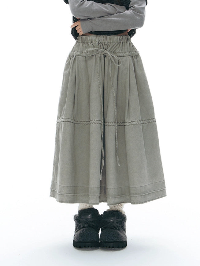 DRAWSTRING COTTON SKIRT