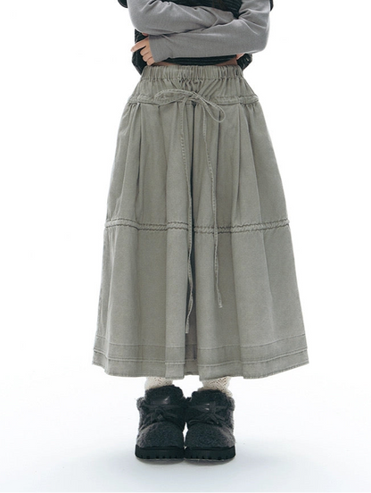 DRAWSTRING COTTON SKIRT