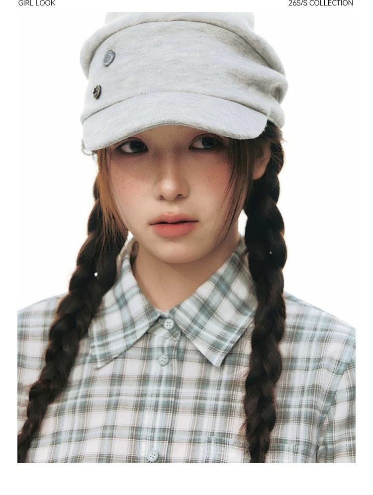 LAPEL PLAID COTTON SHIRT