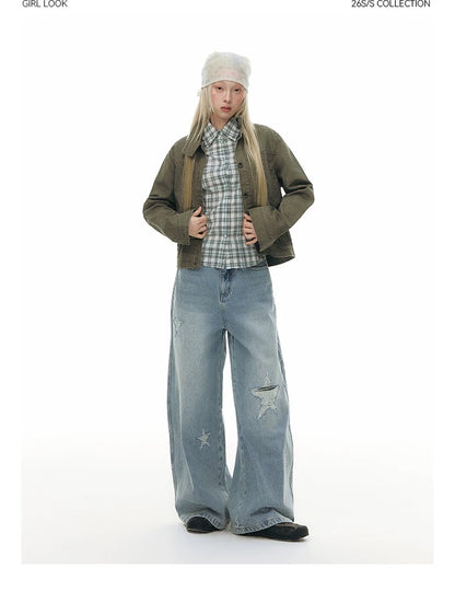 LAPEL PLAID COTTON SHIRT