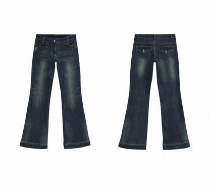 STUDDED FLARE DENIM