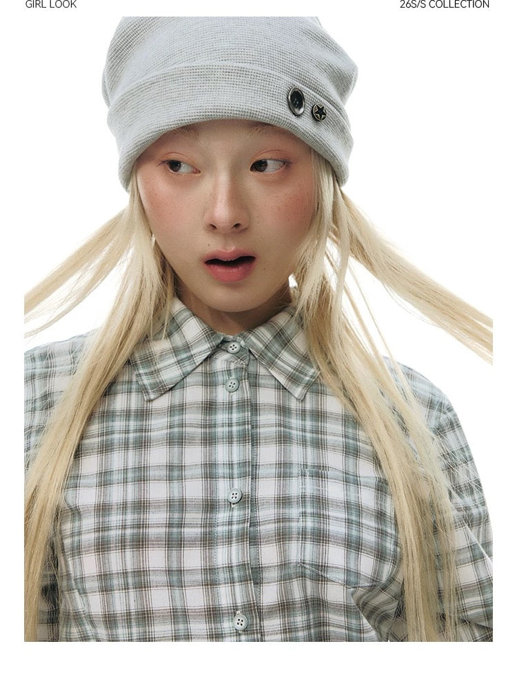 LAPEL PLAID COTTON SHIRT