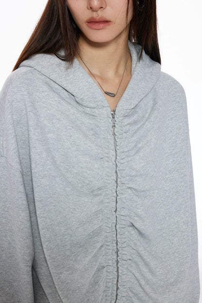 RUCHED ZIP HOODIE