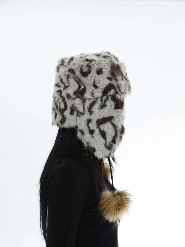 LEOPARD PLUSH CAP & BELT