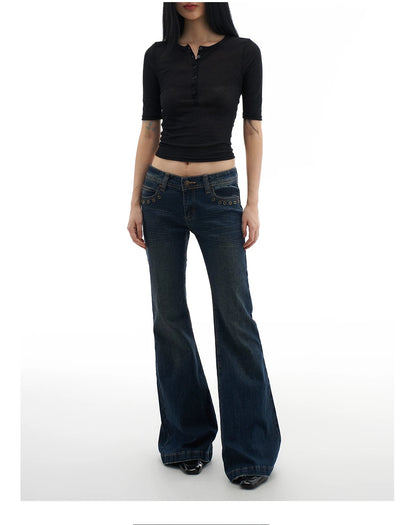RIVET LOW-WAIST JEANS