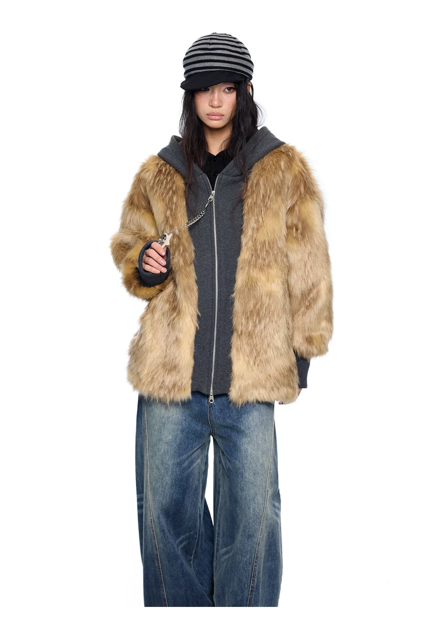 FUR OVER HOOD ZIP