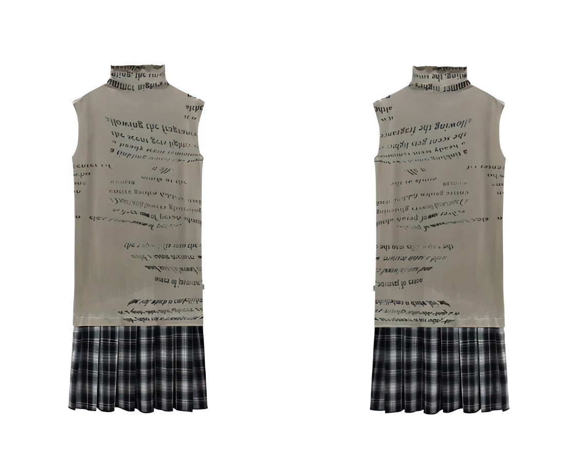 PLAID TURTLENECK TANK DRESS